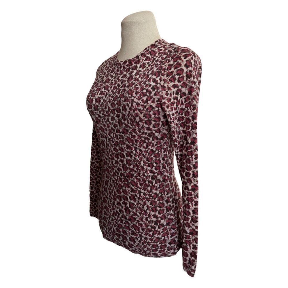Harold's Vintage Long Sleeve Sheer Red Burgundy & Cream Rose Print Top Size XS